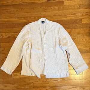 Eileen Fisher Cream Textured Cardigan L Like New